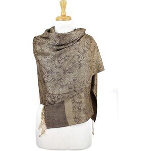 Paisley Jacquard Pashmina Shawl Wrap Scarf Brown